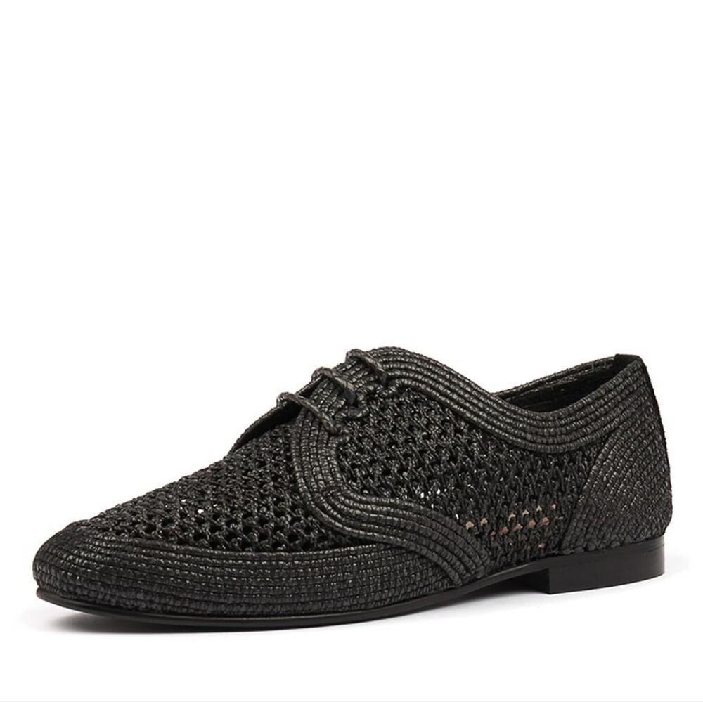ANTHROPOLOGIE/SILENT D Roxford Black Raffia Size 7